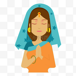 戴头巾的美丽印度女子