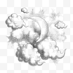 云雨黑白图片_夜空月亮雕刻云彩