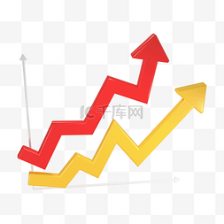 数据统计3图片_3d红色向上箭头折线图