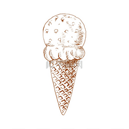 华夫饼冰淇淋图片_夏季甜点华夫饼冰淇淋矢量冷冻冰