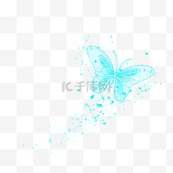 线条图片_发光蓝色光效蝴蝶