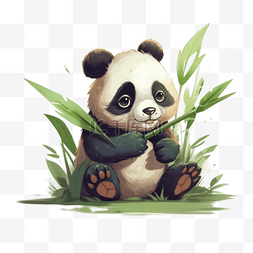 国宝图片_熊猫可爱坐姿手绘元素