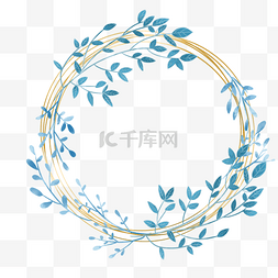 蓝色叶子邀请函图片_蓝色婚礼植物叶子边框