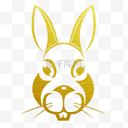 logo片头图片_兔年兔头logo烫金