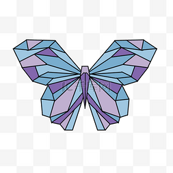 几何抽象创意图片_蓝紫色翅膀立体几何蝴蝶