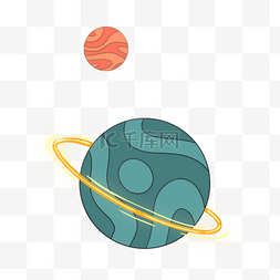 星球画图片_绿色橙色星球卡通剪贴画