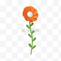 花朵唯美图片_橙色C4D立体唯美剪纸花植物