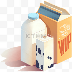 卡通可爱牛奶纸盒