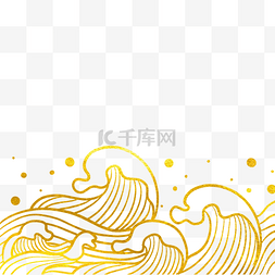 海浪波浪图片_金箔鎏金线描海浪