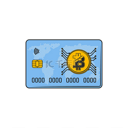比特币支付图片_带有孤立比特币符号的塑料信用卡