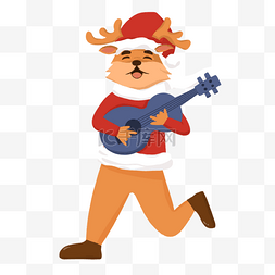 戴圣诞帽的小鹿图片_小鹿戴帽子卡通动物