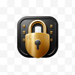 图标安全图片_锁黑金图标安全标志安全锁