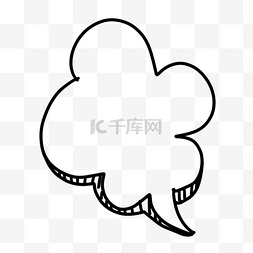 黑色气泡对话图片_黑白线稿简约可爱云朵形状对话框