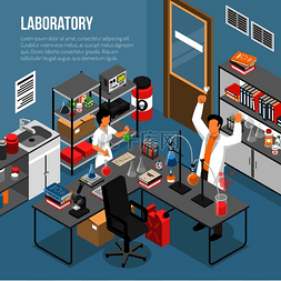等距科学实验室背景与可编辑文本