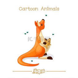 动物袋鼠图片_ 卡通系列卡通动物︰ 红袋鼠