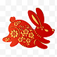 中秋中秋节红色立体剪纸兔子装饰