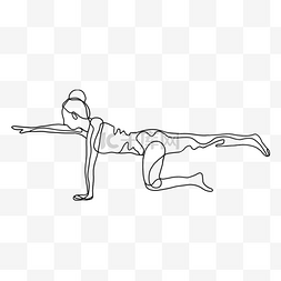 单腿支撑的抽象线条画瑜伽姿势
