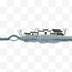 中国古代士兵卡通图片_中国风古风水墨房屋建筑桥