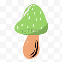 可爱音符贴纸图片_绿色蘑菇卡通嬉皮士贴纸