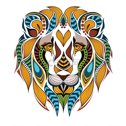 纹身图案彩色图片_一只狮子图案彩色的团长。非洲 / 