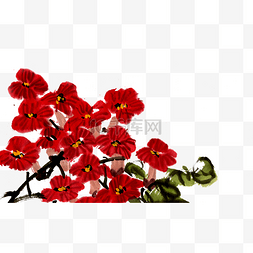 红色花朵植物图片_红色木棉花水墨
