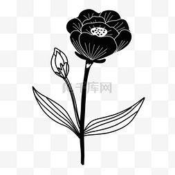 花朵单色图片_创意黑白单色涂鸦手绘可爱花朵