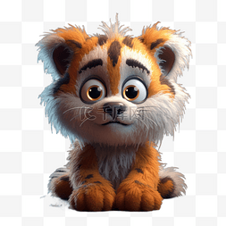 卡通老虎动物图片_3D毛绒卡通可爱动物老虎