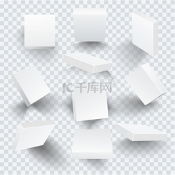 白色空白盒子图片_一组具有不同阴影的白色空白框。