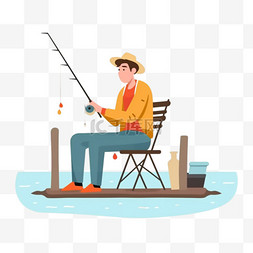 钓鱼图片素材图片_卡通手绘垂钓钓鱼