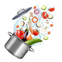 蔬菜带水的图片_真实的泼水壶构图空白背景和带蔬