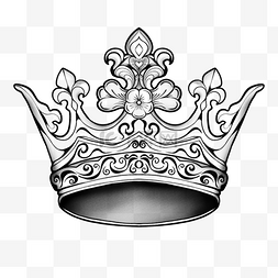 皇冠复古花纹黑白素描
