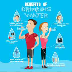 饮用水插图图片_饮用水信息图好处的矢量图解