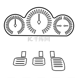 仪表板踏板轮廓线图标黑色矢量插