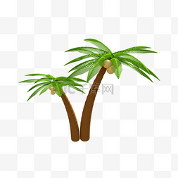 3D夏天夏季椰子树椰树树木植物