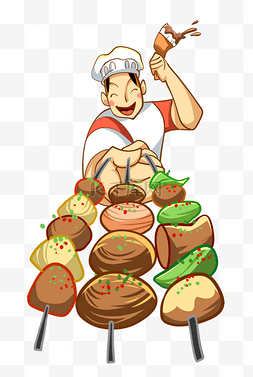 炸小串串图片_美食烧烤厨师