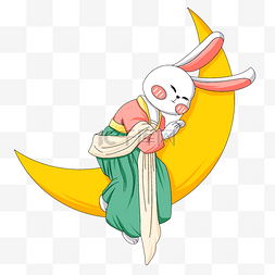 月兔兔月亮图片_卡通中秋中秋节拟人月兔玉兔兔子