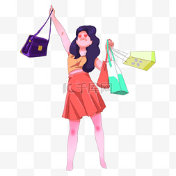 彩色购物逛街女人