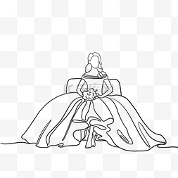 高雅的花图片_婚礼线条画坐姿新娘