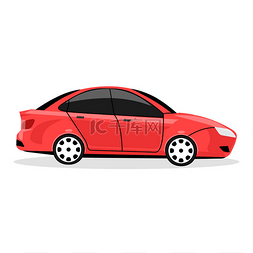 汽车小腿图片_红色自动被隔绝在白色背景。汽车