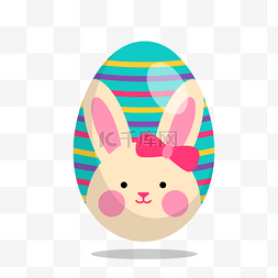 兔子图案水彩复活节卡通彩蛋