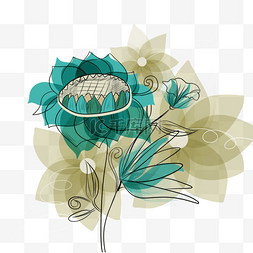 黄色的花瓣图形图片_花卉植物抽象复古线稿