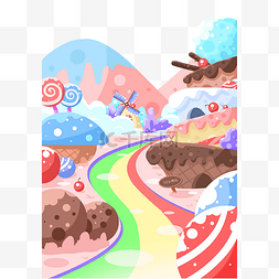 糖果屋卡通图片_粉色系糖果乐园水果甜心