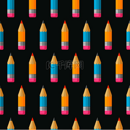 学校铅笔图片_黑色背景上的彩色铅笔。