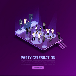 派对庆祝活动等轴测背景带可编辑