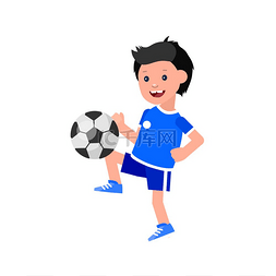 可爱卡通足球男孩图片_可爱的矢量字符儿童踢足球。