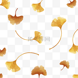 平铺图包装图片_秋天秋季水彩植物银杏叶平铺底纹