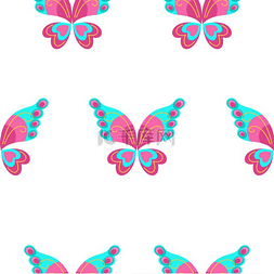 与美丽的粉红色蝴蝶的无缝模式。
