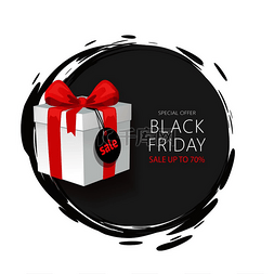 黑色礼品盒图片_黑色星期五标志，带销售价格标签