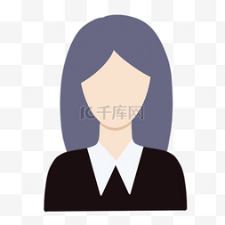 建模人像图片_白衬衣黑上衣长发女孩卡通人物头