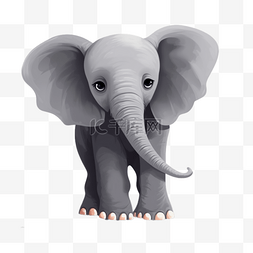 可爱大象手绘插画图片_扁平插画手绘免抠元素大象